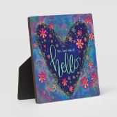 ブルーかわいらしハローラブ引用文フローラ感動的 フォトプラーク (正面)