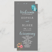 ブルーかわいらしバタフライグレー結婚式 プログラム (正面/裏面)