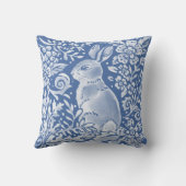 ブルーかわいらしバニーフォレストフローラウッドランドウサギ クッション (裏面)