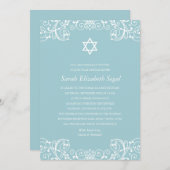 ブルーかわいらしバルミツワー 招待状 (正面/裏面)