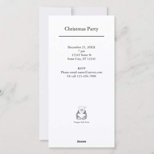 ブルーかわいらしバードフラットパーティの招待状 シーズンカード (裏面)