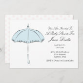ブルーかわいらしパラソルシャワー招待状 招待状 (正面/裏面)