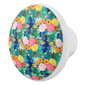 ブルーかわいらしピンクフラワーズボホデザイン セラミックノブ (右)