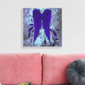 ブルーかわいらしフェザーエンジェルウィンググランジデザイン キャンバスプリント (インサイチュ (リビング))