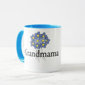 ブルーかわいらしフラワーグランドママTシャツ マグカップ (正面左)