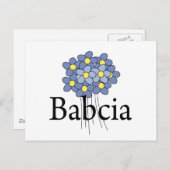 ブルーかわいらしフラワーバブシアTシャツ ポストカード (正面/裏面)