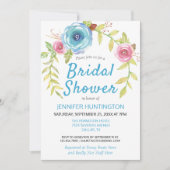 ブルーかわいらしフローラアーチフローラブライダルシャワー 招待状 (正面)