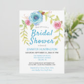 ブルーかわいらしフローラアーチフローラブライダルシャワー 招待状 (スタンド正面)