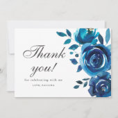 ブルーかわいらしフローラキンセニェラ写真ありがとう 招待状 (正面)