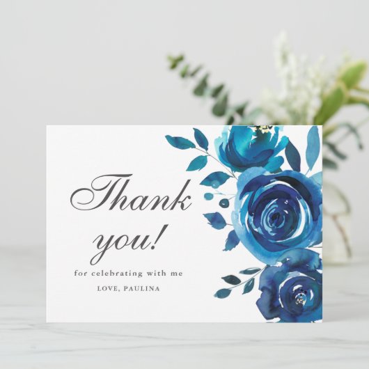 ブルーかわいらしフローラキンセニェラ写真ありがとう 招待状