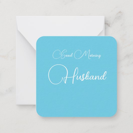 ブルーかわいらしフローラグッドモーニング夫 ノートカード (裏面)