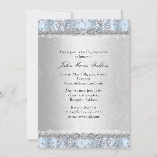 ブルーかわいらしフローラフォトキンセアニェラ招待状 招待状 (裏面)