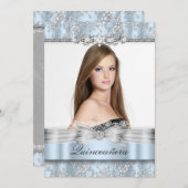 ブルーかわいらしフローラフォトキンセアニェラ招待状 招待状 (正面/裏面)