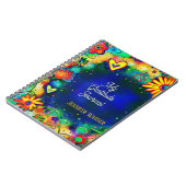 ブルーかわいらしフローラ名前をカスタムする感謝ジャーナル ノートブック (左側)