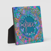 ブルーかわいらしフローラ感動的グレースイーゼル フォトプラーク (正面)