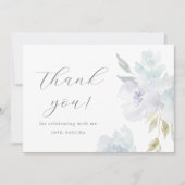 ブルーかわいらしフローラ誕生日キンセアニラありがとう 招待状 (正面)