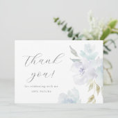 ブルーかわいらしフローラ誕生日キンセアニラありがとう 招待状 (スタンド正面)