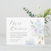 ブルーかわいらしフローラ15年誕生日キンセアニラ 招待状 (スタンド正面)