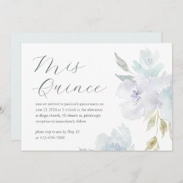 ブルーかわいらしフローラ15年誕生日キンセアニラ 招待状