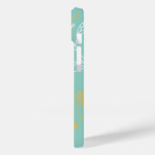 ブルーかわいらしホワイトゴールドフォイルパーソナライズされたフローラ Case-Mate iPhoneケース (裏面 / 左)