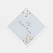 ブルーかわいらしホワイトバタフライフローラブライダルシャワー スタンダードランチョンナプキン (角)