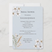 ブルーかわいらしホワイトバタフライフローラブライダルシャワー 招待状 (正面)