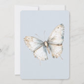 ブルーかわいらしホワイトバタフライフローラ誕生日 招待状 (裏面)