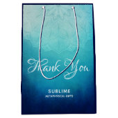 ブルーかわいらしマンダラ抽象芸術事業 ミディアムペーパーバッグ (正面)