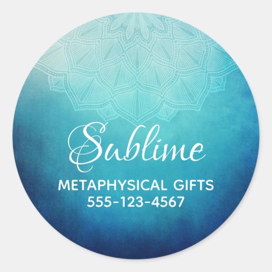 ブルーかわいらしマンダラ抽象芸術事業 ラウンドシール (正面)
