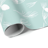 ブルーかわいらしモダンアンドホワイトホリデーパイン ラッピングペーパー (ロールコーナー)