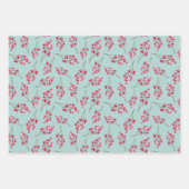 ブルーかわいらしモダンウィンタートリオ ラッピングペーパーシート (正面2)