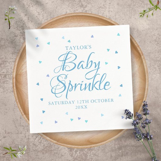 ブルーかわいらしラブハート男の赤ちゃん散水シャワー スタンダードカクテルナプキン