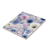 ブルーかわいらしラベンダーフラワーズフローラデザイン タイル (側面)