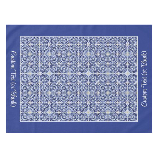 ブルーかわいらしヴィンテージファームハウスキッチン色彩の鮮やかタイル テーブルクロス (正面(横))