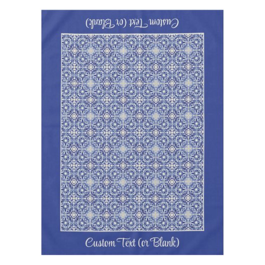 ブルーかわいらしヴィンテージファームハウスキッチン色彩の鮮やかタイル テーブルクロス (正面)