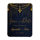 ブルーかわいらし伝統的金ゴールドトゥイルズラグジュアリー結婚ズ マグネット (縦)