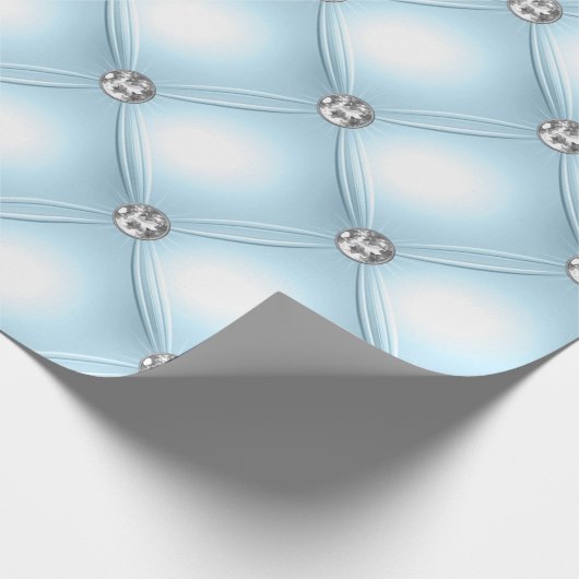 ブルーかわいらし宝石プきらきら光るフィー ラッピングペーパー (角)