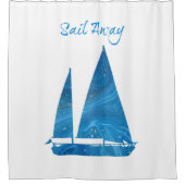 ブルーかわいらし帆船 シャワーカーテン (正面)