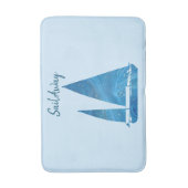 ブルーかわいらし帆船 バスマット (正面縦)