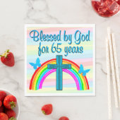 ブルーかわいらし恵み65th誕生日紙ナプキンス スタンダードランチョンナプキン (インサイチュ)