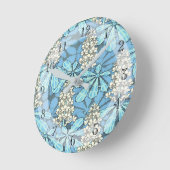 ブルーかわいらし淡い色のアールヌーボー栗フローラ ラウンド壁時計 (傾斜)