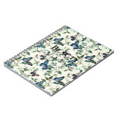 ブルーかわいらし蝶美しい引用文 ノートブック (左側)