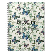 ブルーかわいらし蝶美しい引用文 ノートブック (正面)