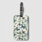 ブルーかわいらし蝶美しい引用文 ラゲッジタグ (正面縦)