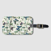 ブルーかわいらし蝶美しい引用文 ラゲッジタグ (正面横)