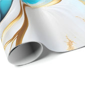 ブルーかわいらし金ゴールドホワイトマーブルデザイン ラッピングペーパー (ロールコーナー)