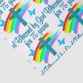 ブルーかわいらし75th誕生日クリスチャンデザイン 薄葉紙 (詳細)