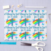 ブルーかわいらし75th誕生日クリスチャンデザイン 薄葉紙 (クラフト)