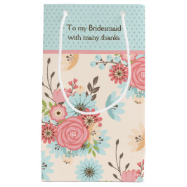 ブルーかわいらし&コーラルフローラブライデスメイド抱き枕 スモールペーパーバッグ