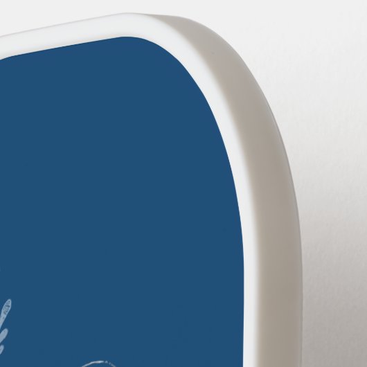 ブルーかわいらし&シルバーフローラパーソナライズされた ピックルボールラケット (左詳細)